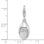 Sterling Silver Rhodium-plated Polished Love Oval With Lobster Clasp Charm