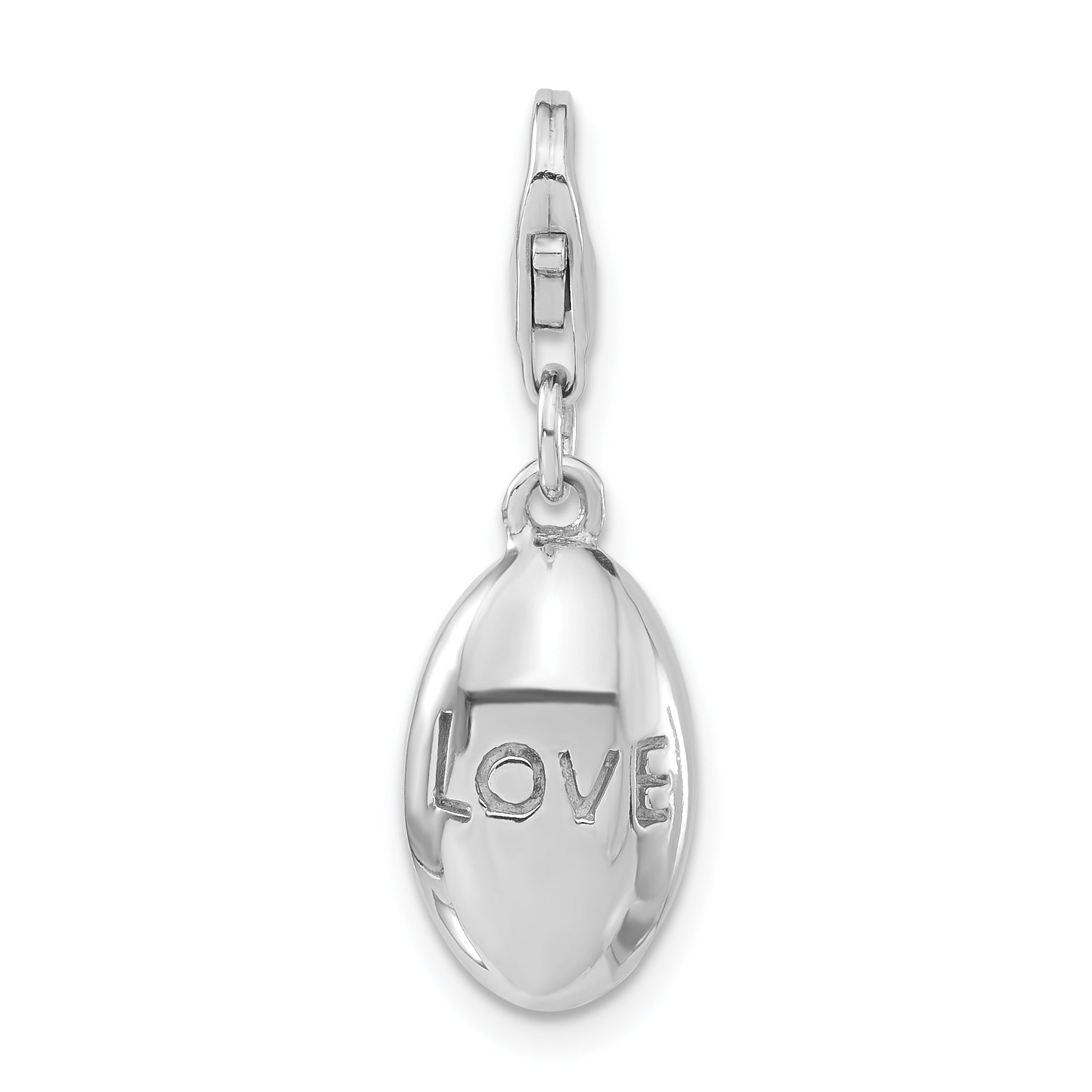 Sterling Silver Rhodium-plated Polished Love Oval w/Lobster Clasp Charm Main image