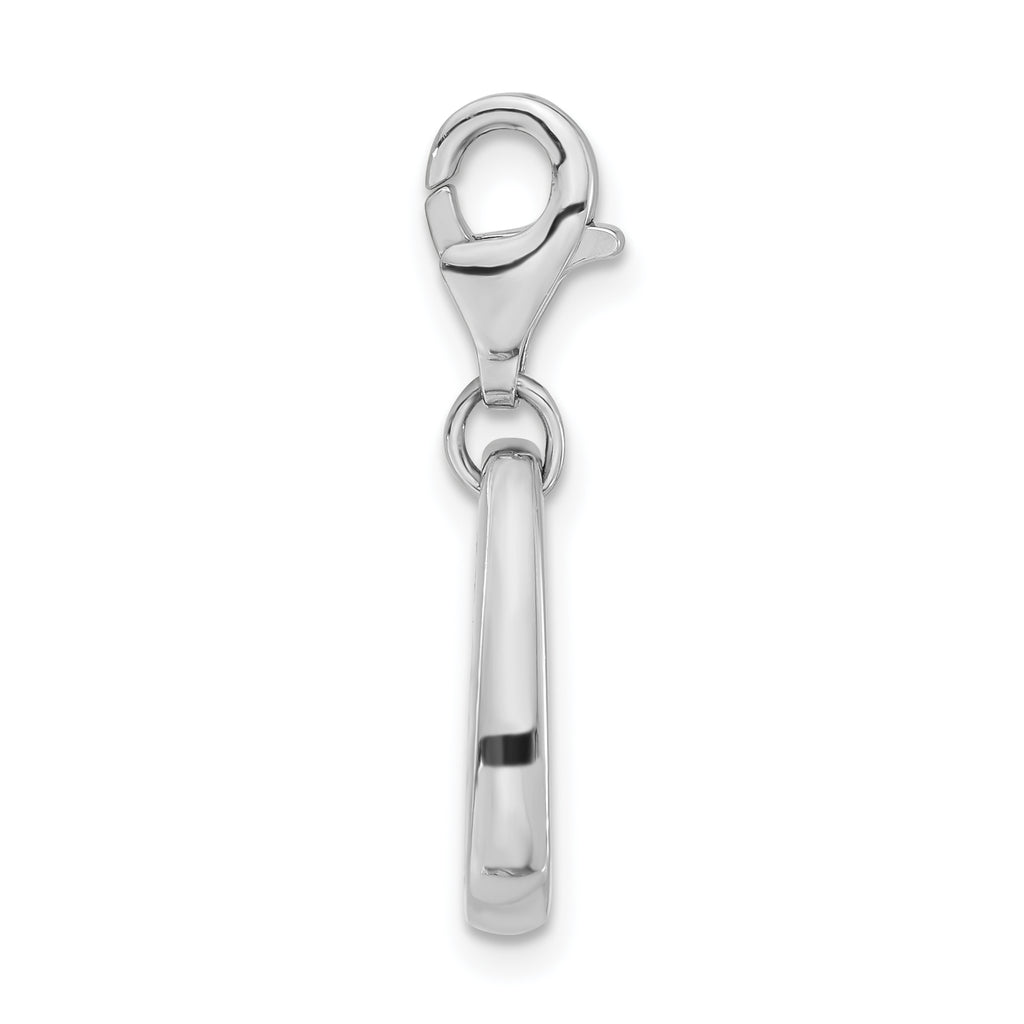 Sterling Silver Rhodium-plated Polished & Antiqued Fire Symbol With Lobster Clasp Charm