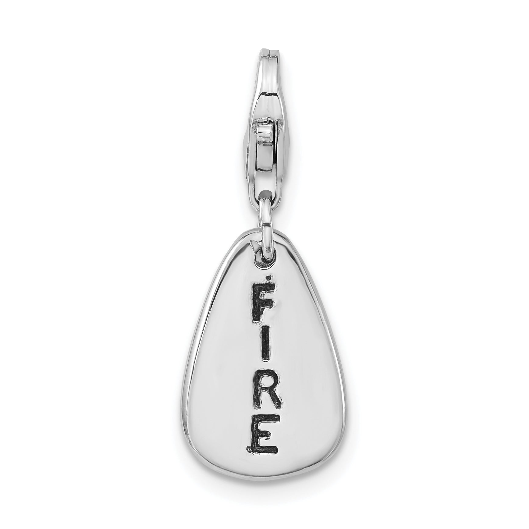 Sterling Silver Rhodium-plated Polished & Antiqued Fire Symbol w/Lobster Clasp Charm Main image