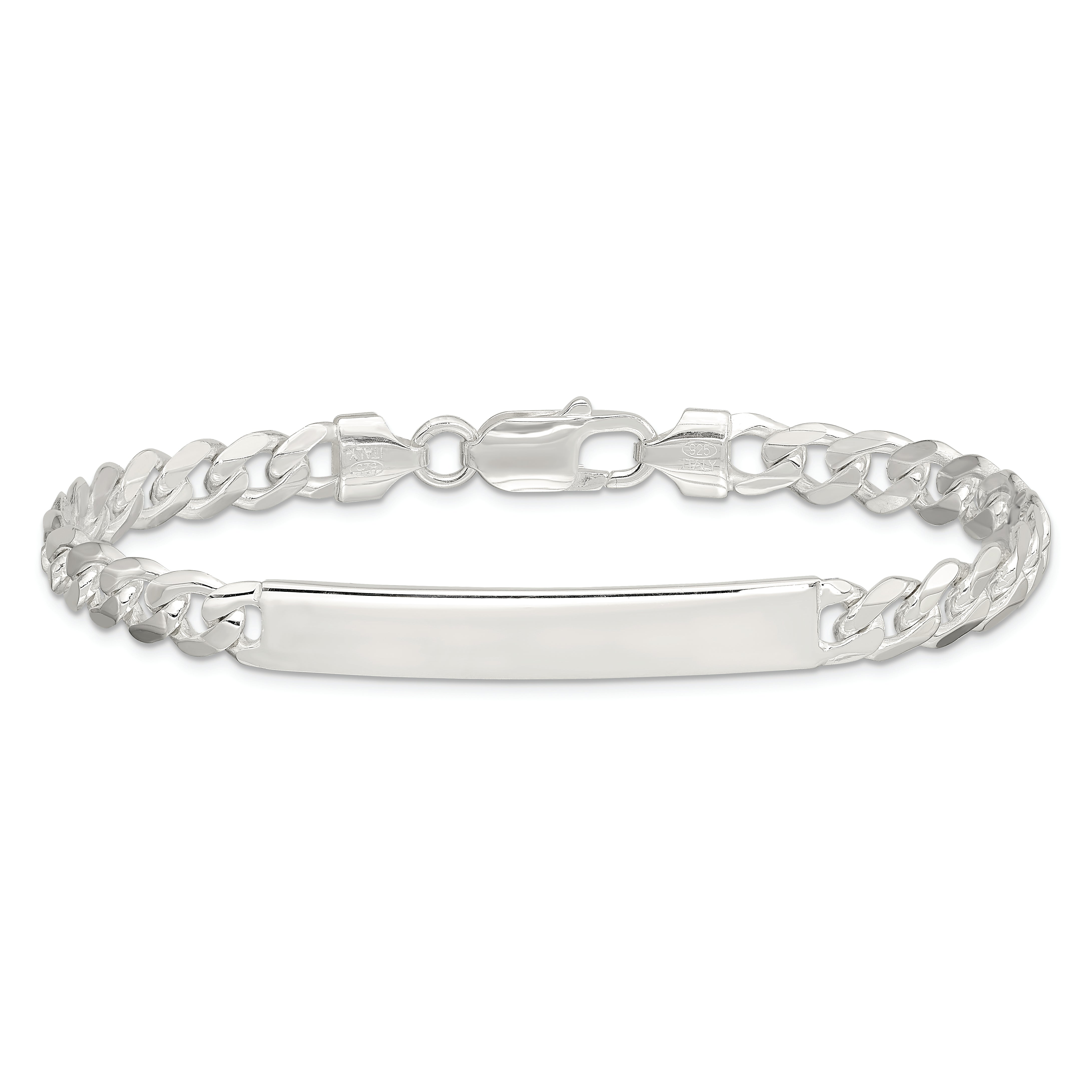 Sterling Silver Curb Link ID Bracelet