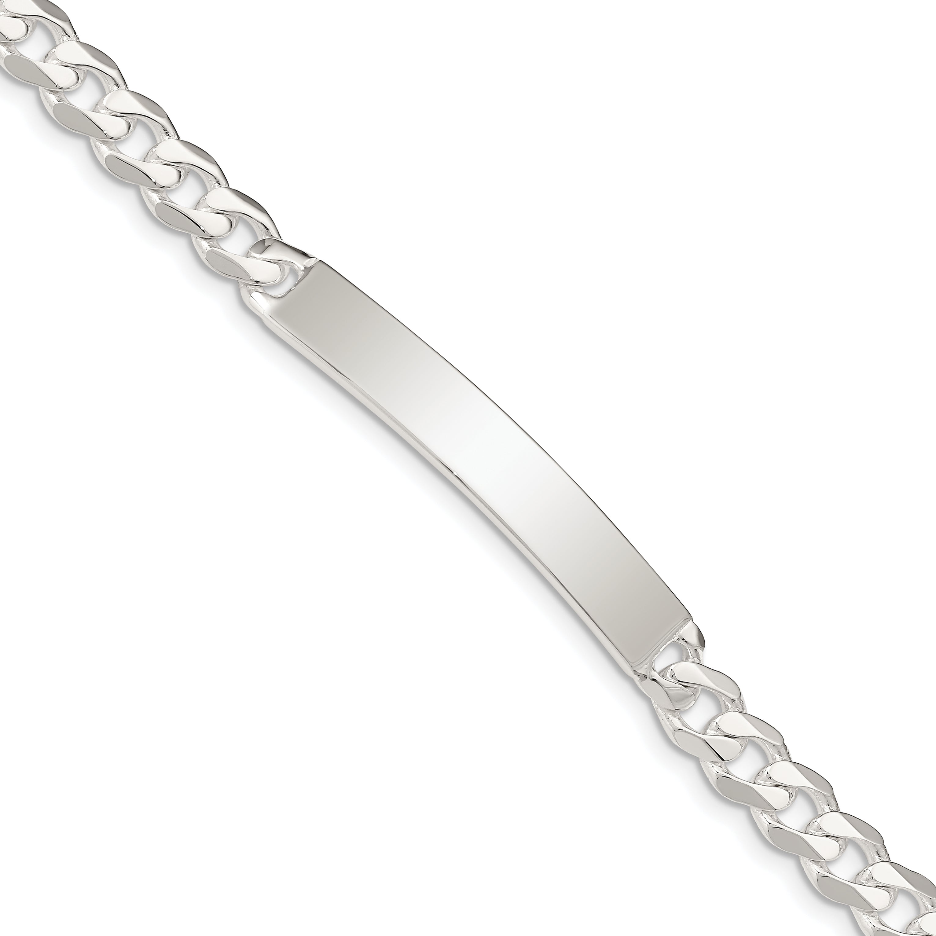 Sterling Silver Curb Link ID Bracelet