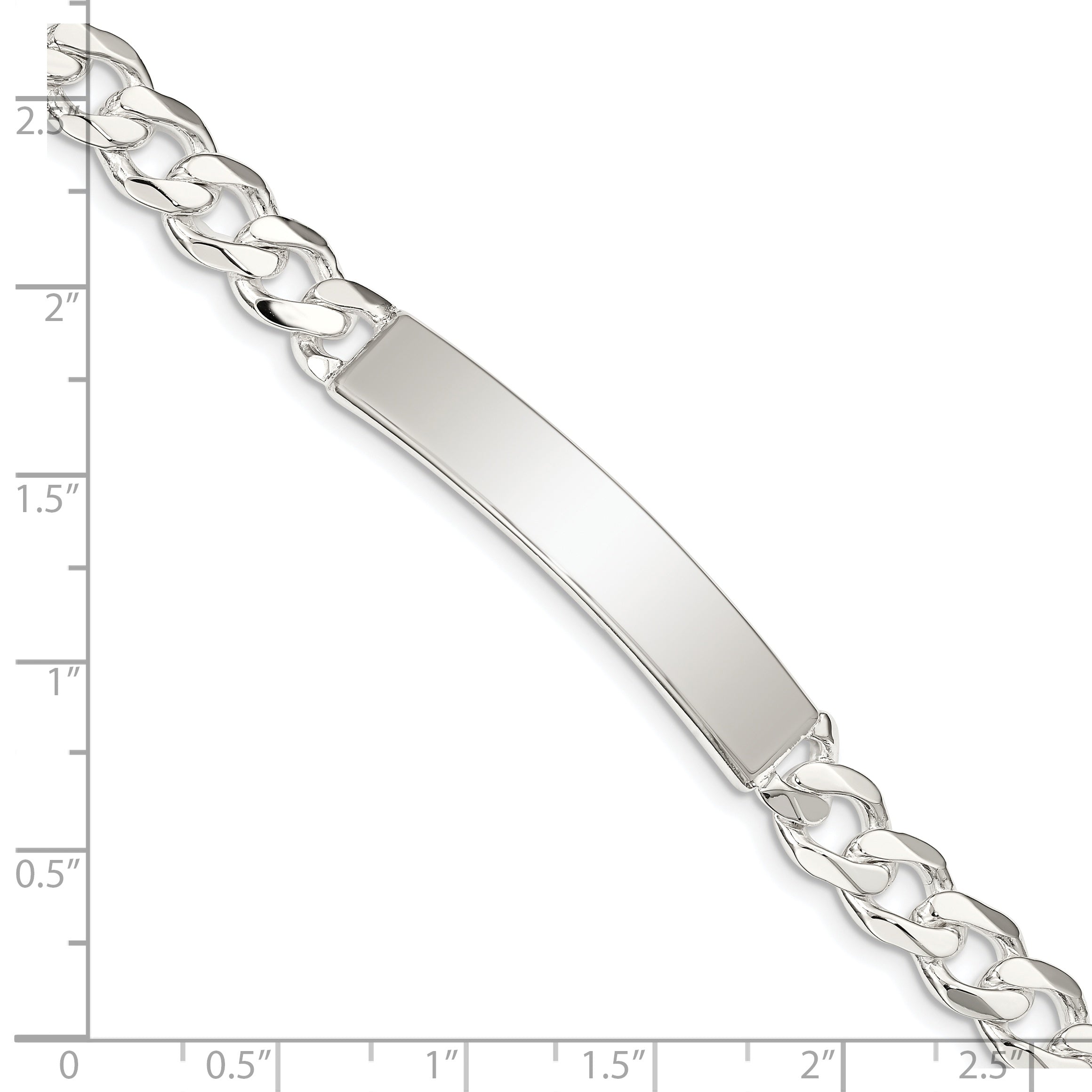 Sterling Silver Curb Link ID Bracelet