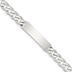 Sterling Silver Polished Engraveable Patterned Curb Link ID Bracelet