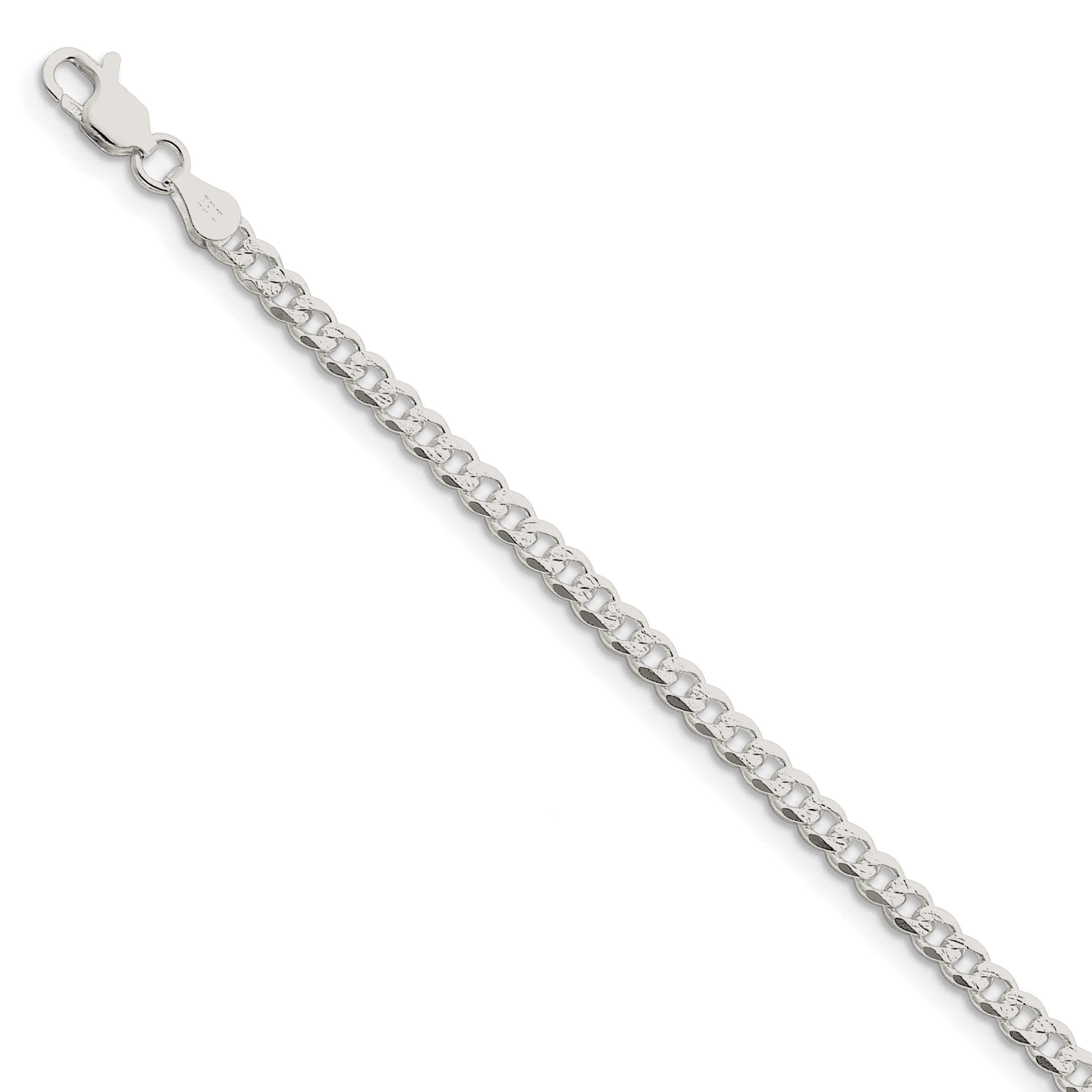 Sterling Silver 4mm Pav‚ Curb Chain