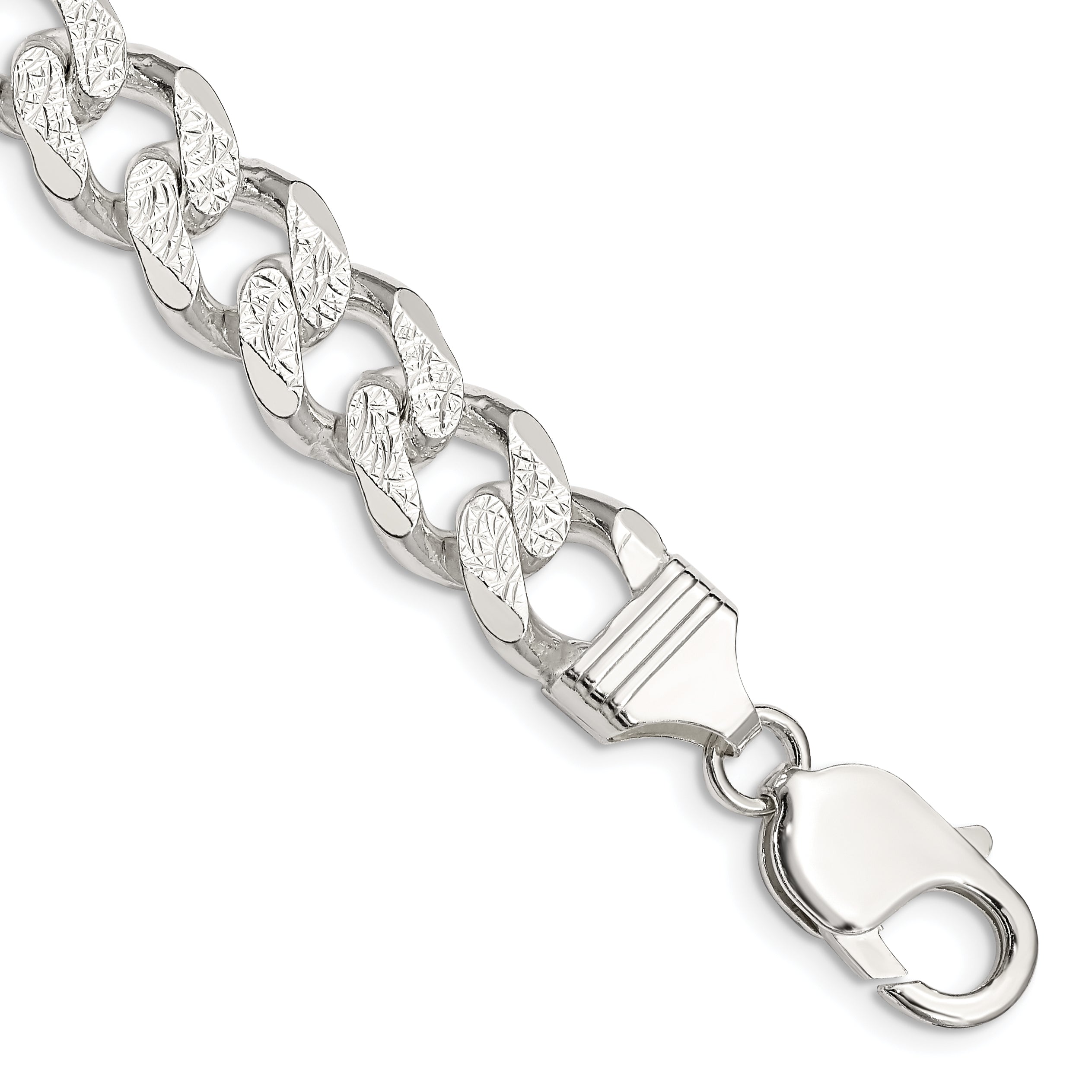 Sterling Silver 10.5mm Pav‚ Curb Chain