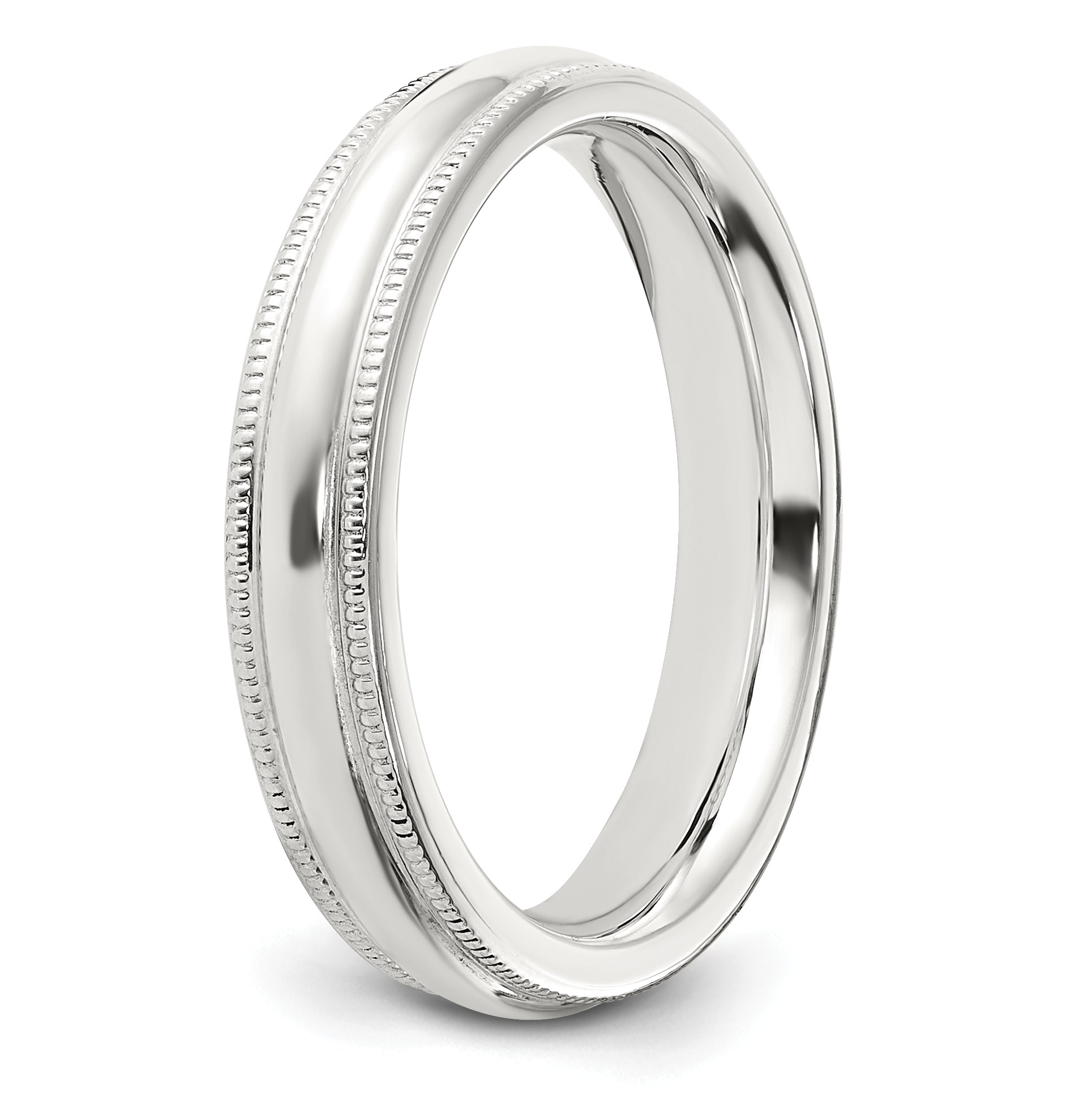 Milgrain Comfort-Fit Wedding Band in Sterling Silver, 4mm