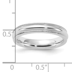 Sterling Silver 4mm Comfort Fit Half Round Milgrain Size 4 Band