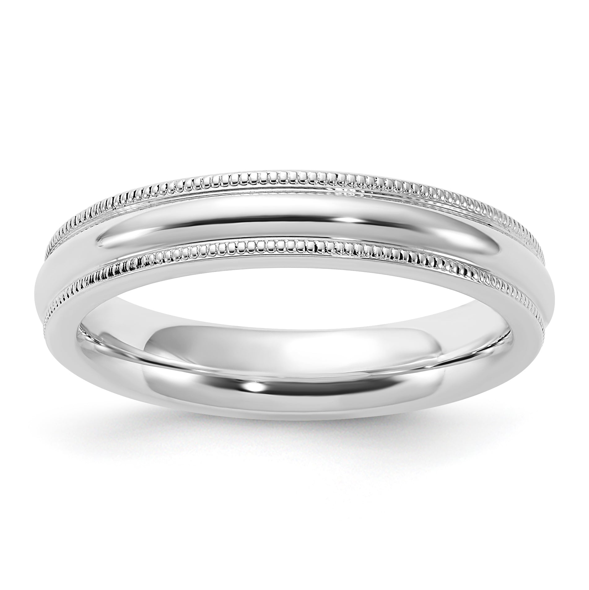 Sterling Silver 4mm Comfort Fit Half Round Milgrain Size 12 Band