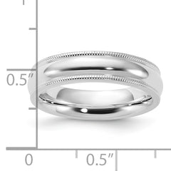 Sterling Silver 5mm Comfort Fit Half Round Milgrain Size 4 Band