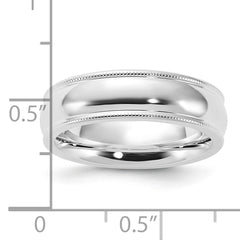 Sterling Silver 6mm Comfort Fit Half Round Milgrain Size 4 Band