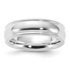 Sterling Silver 6mm Comfort Fit Half Round Milgrain Size 12 Band
