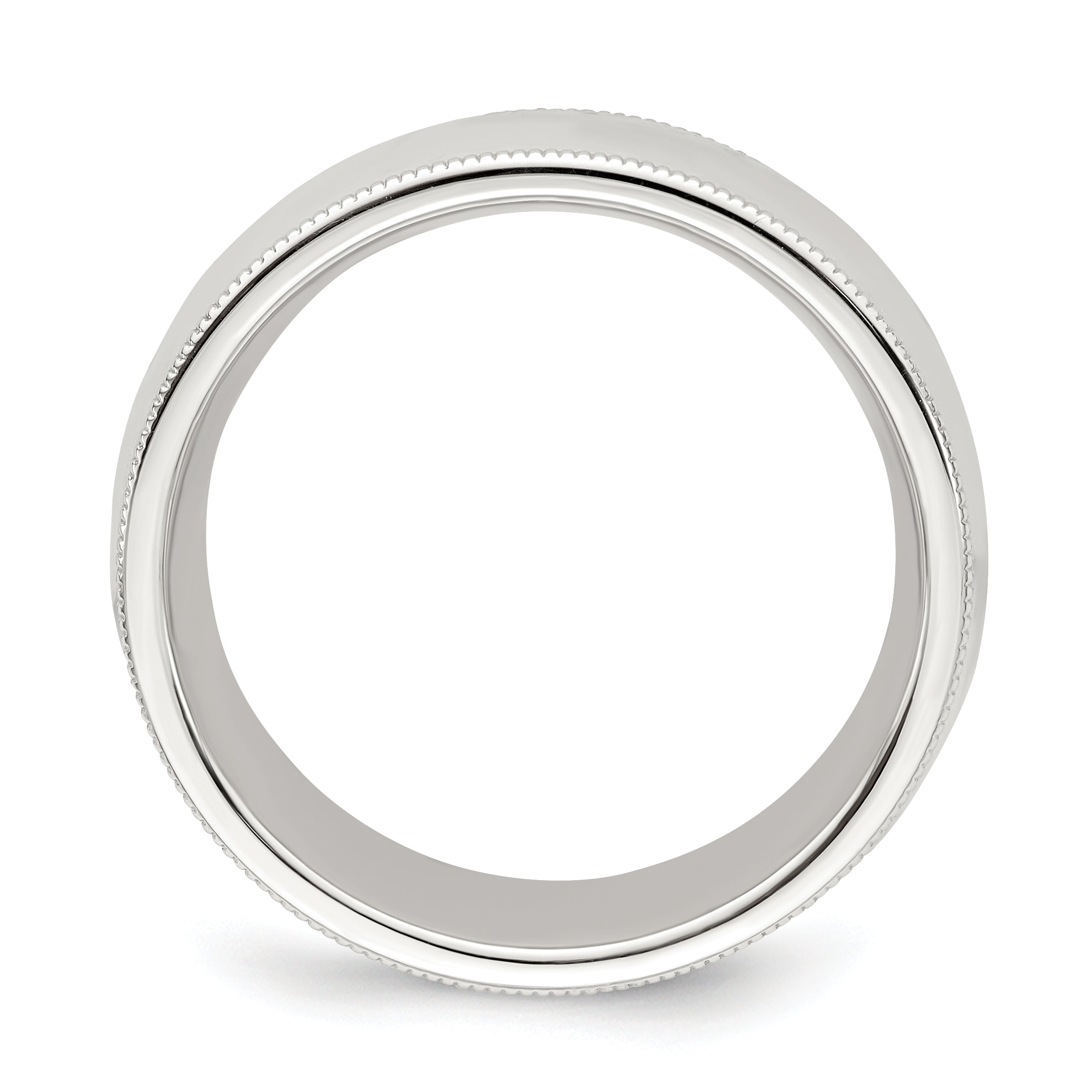 Sterling Silver 8mm Comfort Fit Half Round Milgrain Size 4 Band Secondary image