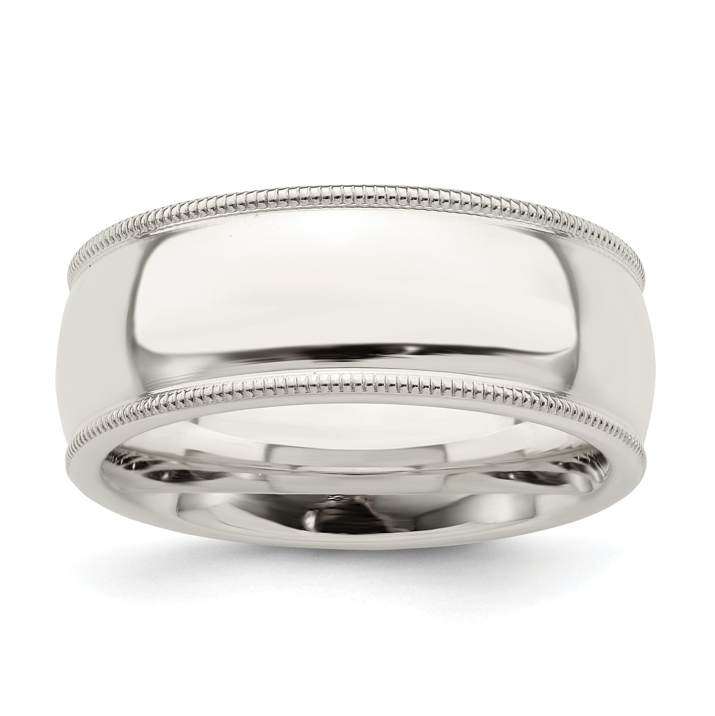 Sterling Silver 8mm Comfort Fit Half Round Milgrain Size 13.5 Band Main image