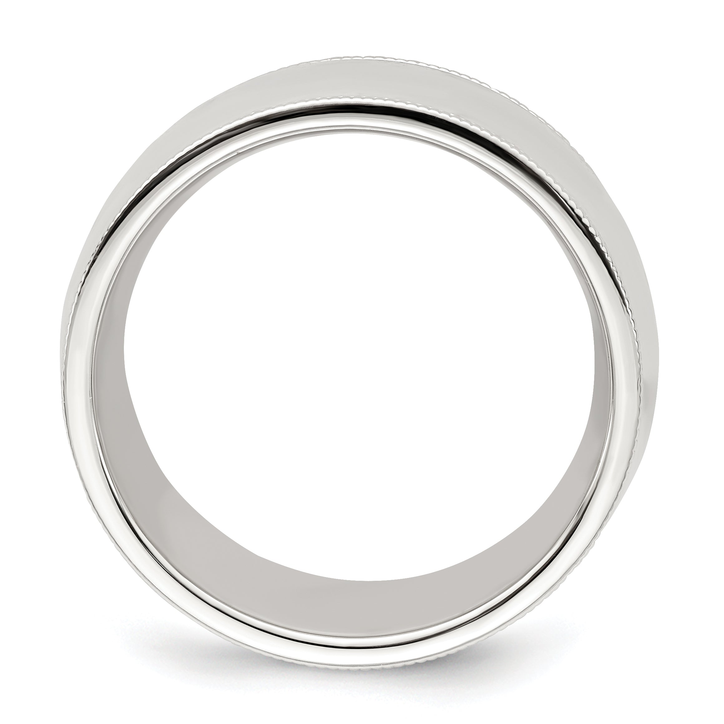 Sterling Silver 10mm Comfort Fit Half Round Milgrain Size 4 Band Secondary image
