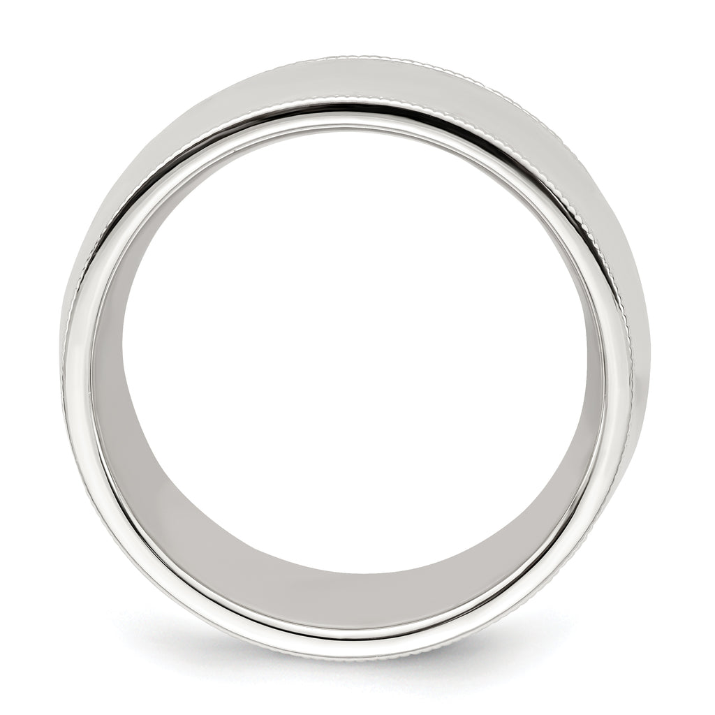 Sterling Silver 10mm Comfort Fit Half Round Milgrain Size 4 Band