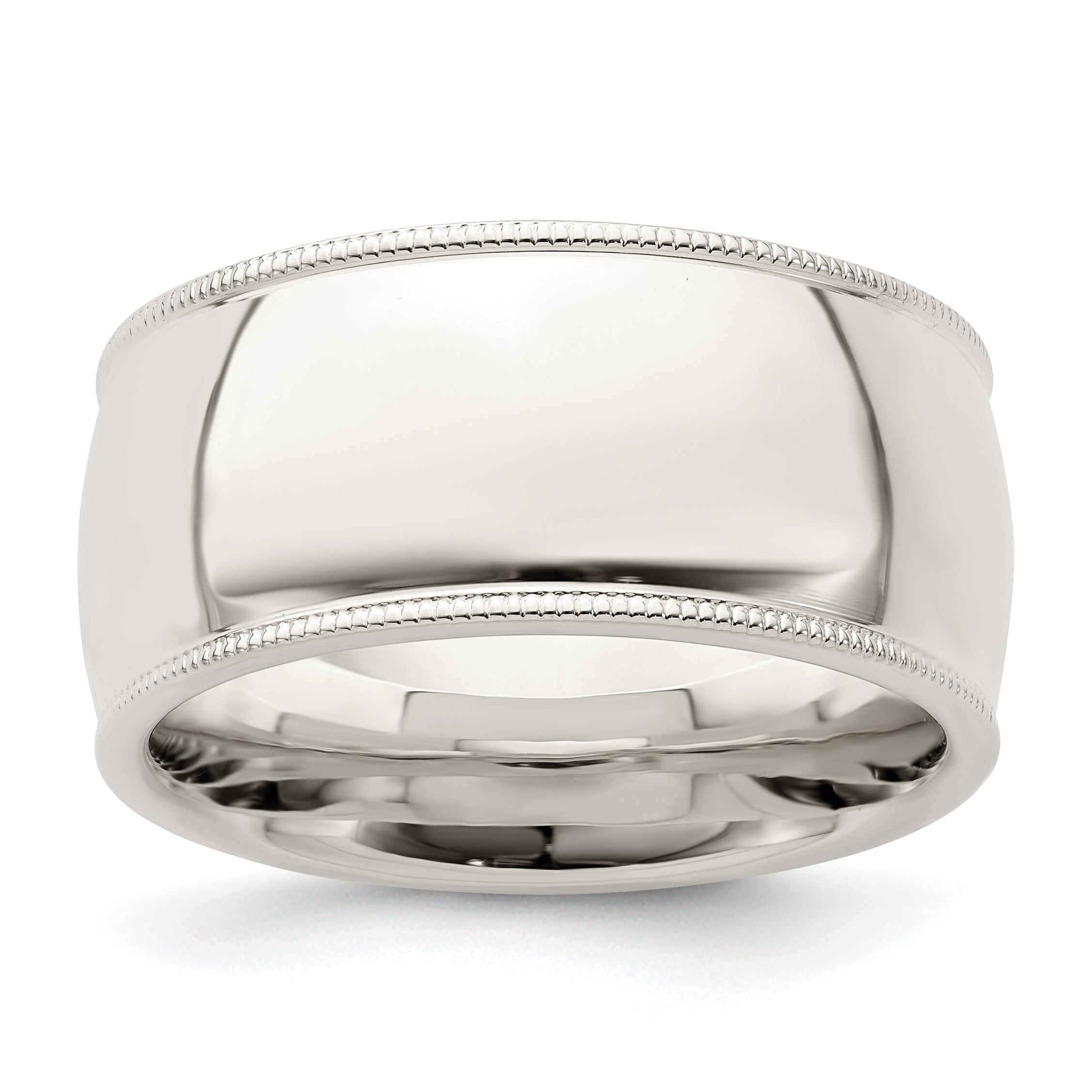 Sterling Silver 10mm Comfort Fit Half Round Milgrain Size 13.5 Band Main image