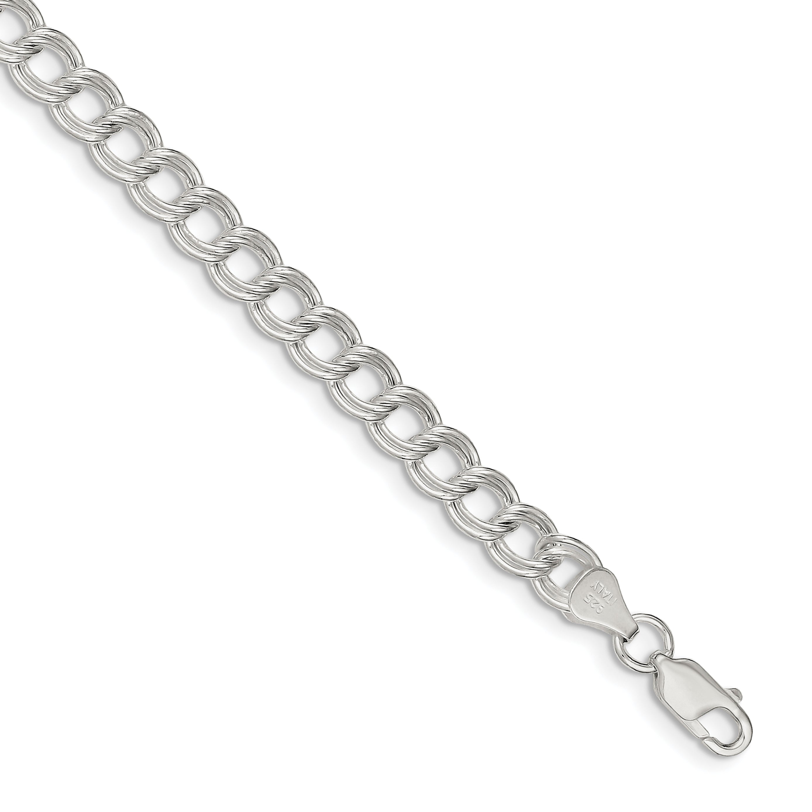 Sterling Silver Double Link Charm Bracelet Secondary image