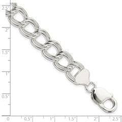 Sterling Silver 11.5mm Double Link Charm Bracelet