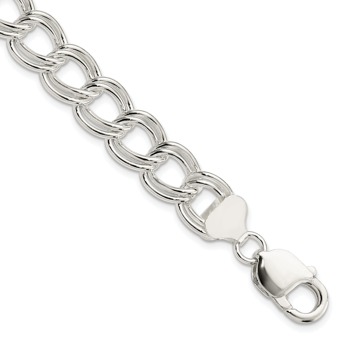 Sterling Silver 11.5mm Double Link Charm Bracelet