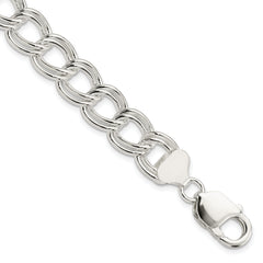 Sterling Silver 11.5mm Double Link Charm Bracelet