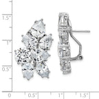 Cheryl M Sterling Silver Rhodium-plated Fancy Brilliant-cut CZ Cluster Omega Back Earrings