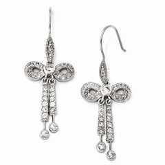 Sterling Silver CZ Bow French Wire Earrings