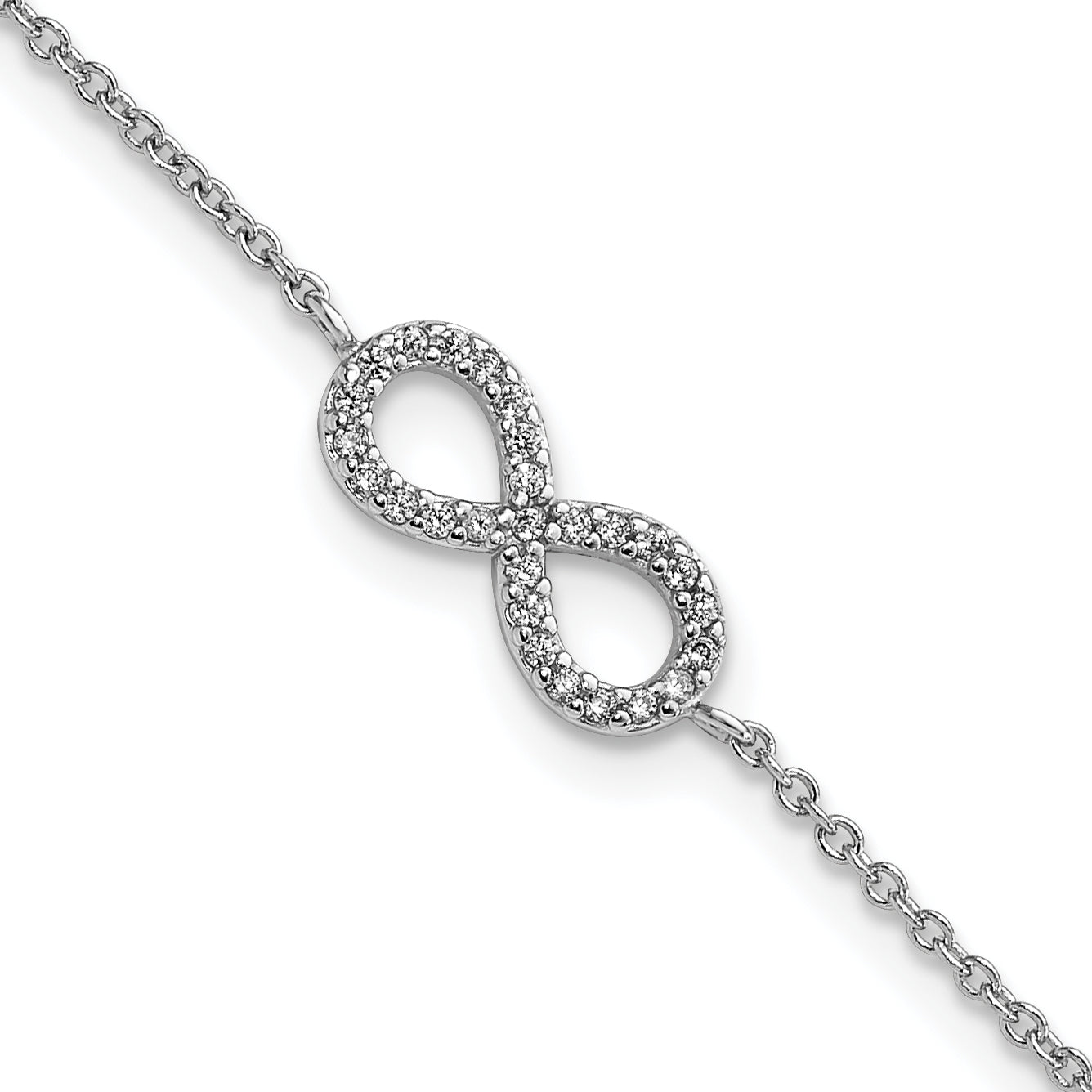 Cheryl M Sterling Silver Rhodium-plated Brilliant-cut CZ Infinity 7 Inch Bracelet with 1 Inch Extender Main image