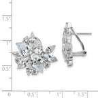 Cheryl M Sterling Silver Rhodium-plated Brilliant-cut & Marquise-cut CZ Cluster Post Omega Back Earrings