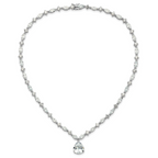 Cheryl M Sterling Silver Rhodium-plated Fancy Marquise-cut & Brilliant-cut Pear CZ 17 Inch Necklace