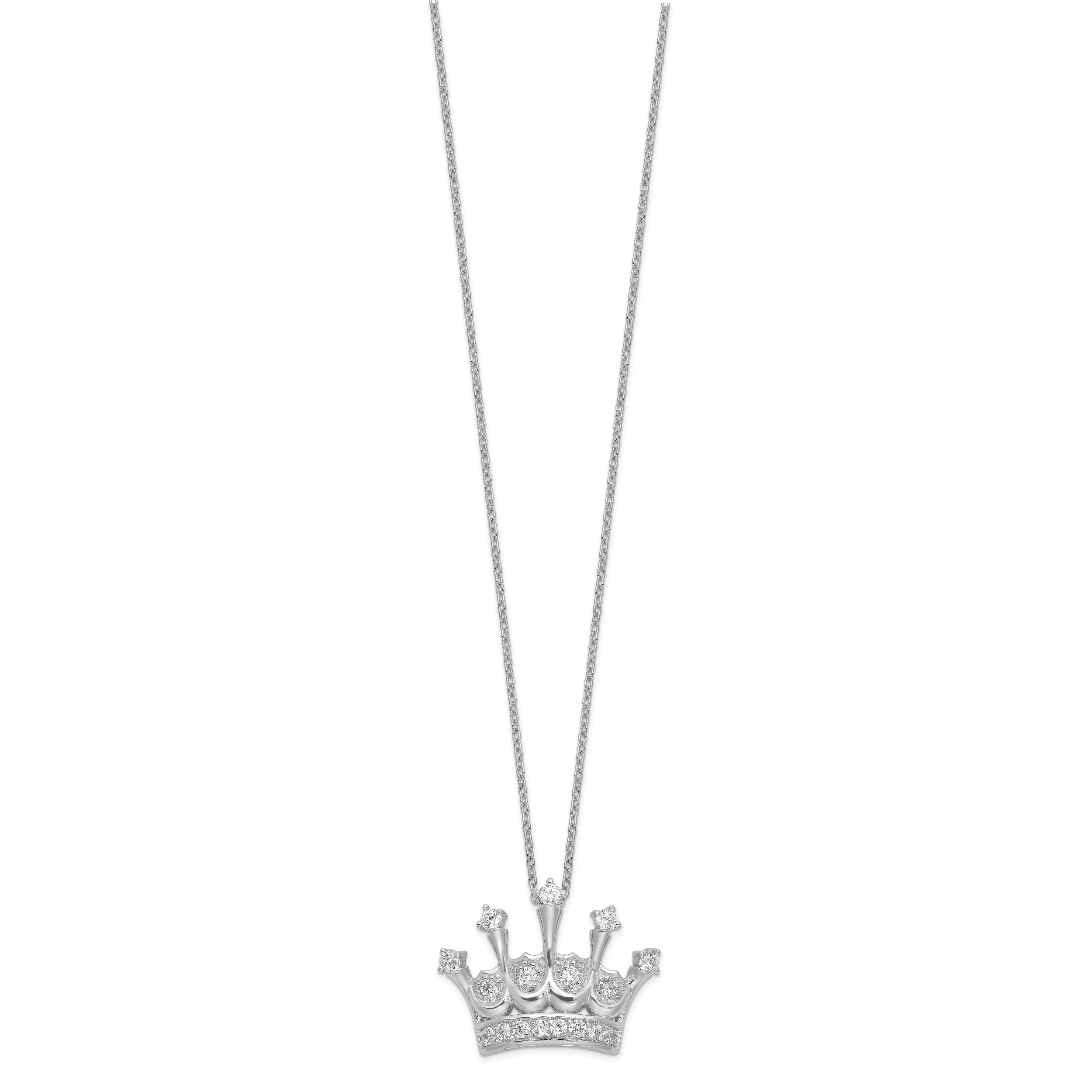 Cheryl M Sterling Silver Rhodium-plated Brilliant-cut CZ Crown 18 Inch Necklace Secondary image
