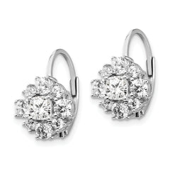 Cheryl M Sterling Silver Rhodium-plated Princess-cut and Brilliant-cut CZ Leverback Earrings