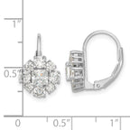 Cheryl M Sterling Silver Rhodium-plated Princess-cut and Brilliant-cut CZ Leverback Earrings