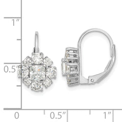 Cheryl M Sterling Silver Rhodium-plated Princess-cut and Brilliant-cut CZ Leverback Earrings