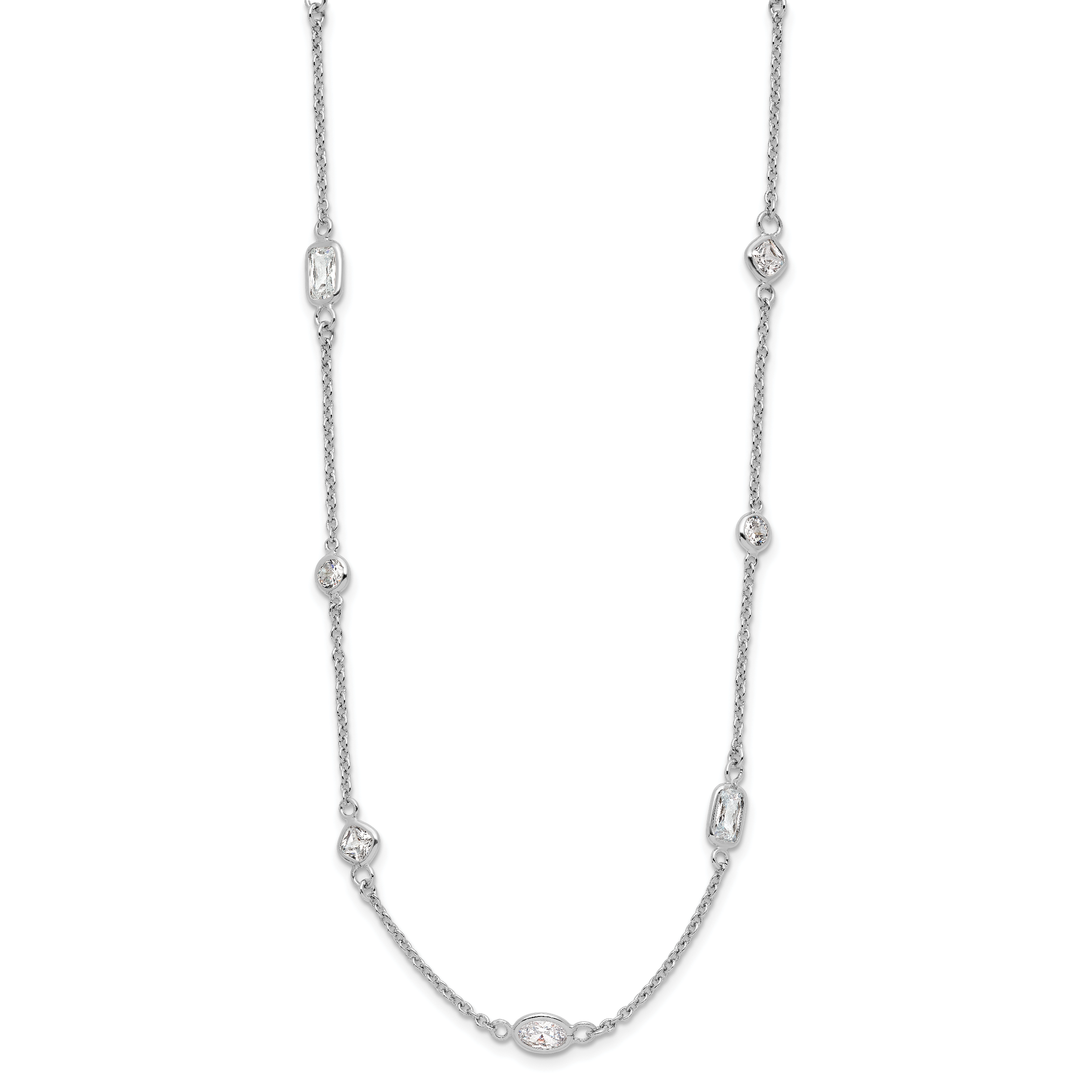 Cheryl M Sterling Silver Rhodium-plated Brilliant-cut CZ 26 Station 36.5 Inch Necklace Secondary image