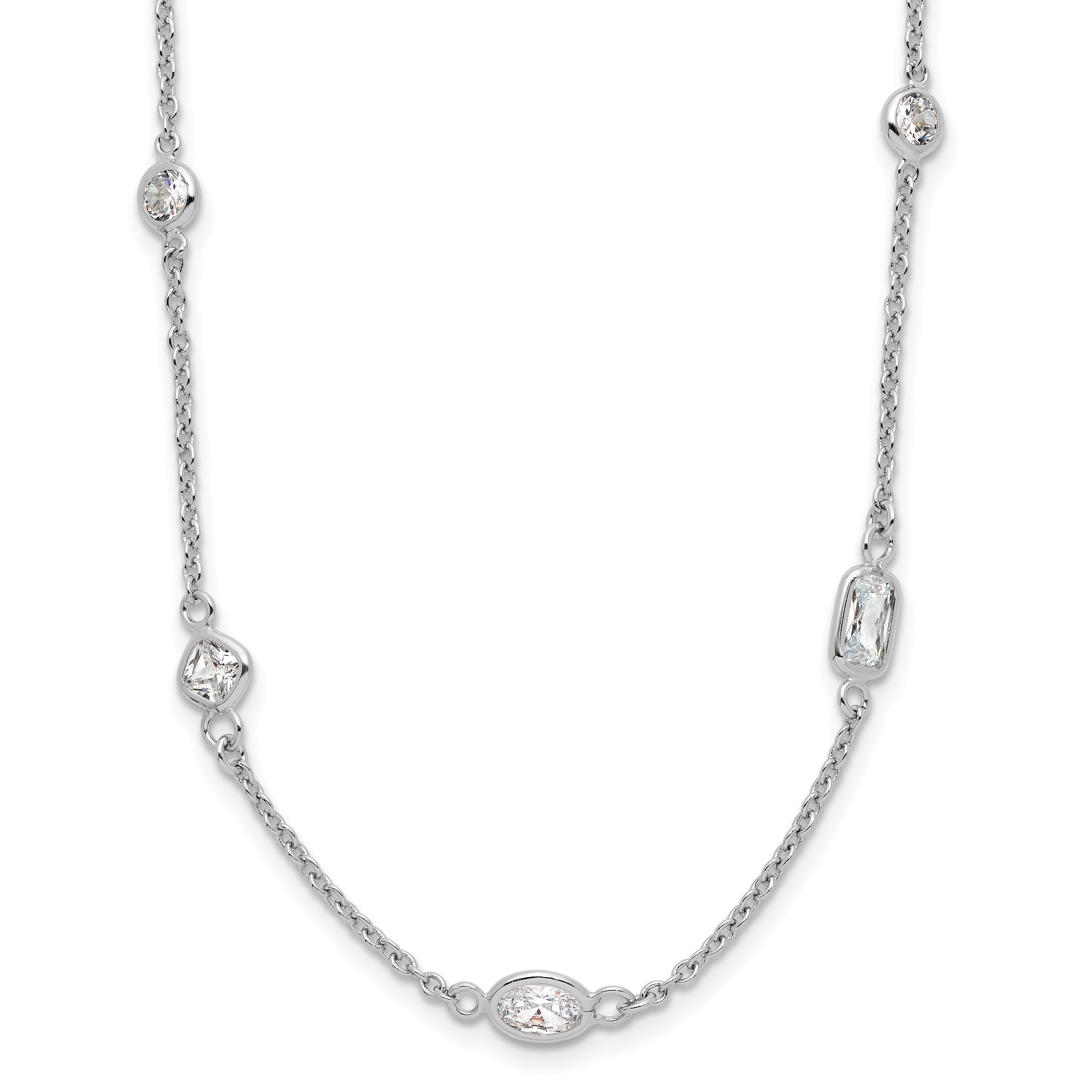 Cheryl M Sterling Silver Rhodium-plated Brilliant-cut CZ 26 Station 36.5 Inch Necklace Main image
