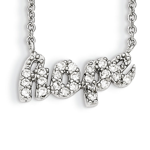 Cheryl M Sterling Silver CZ HOPE 18in. Necklace Secondary image