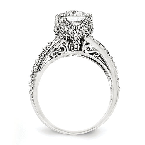 Cheryl M Sterling Silver Checker-cut CZ Ring Secondary image