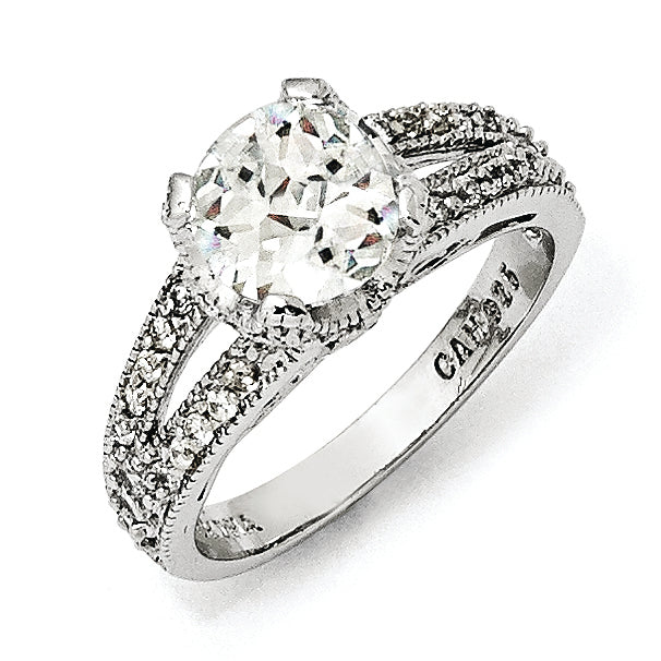 Cheryl M Sterling Silver Checker-cut CZ Ring Main image