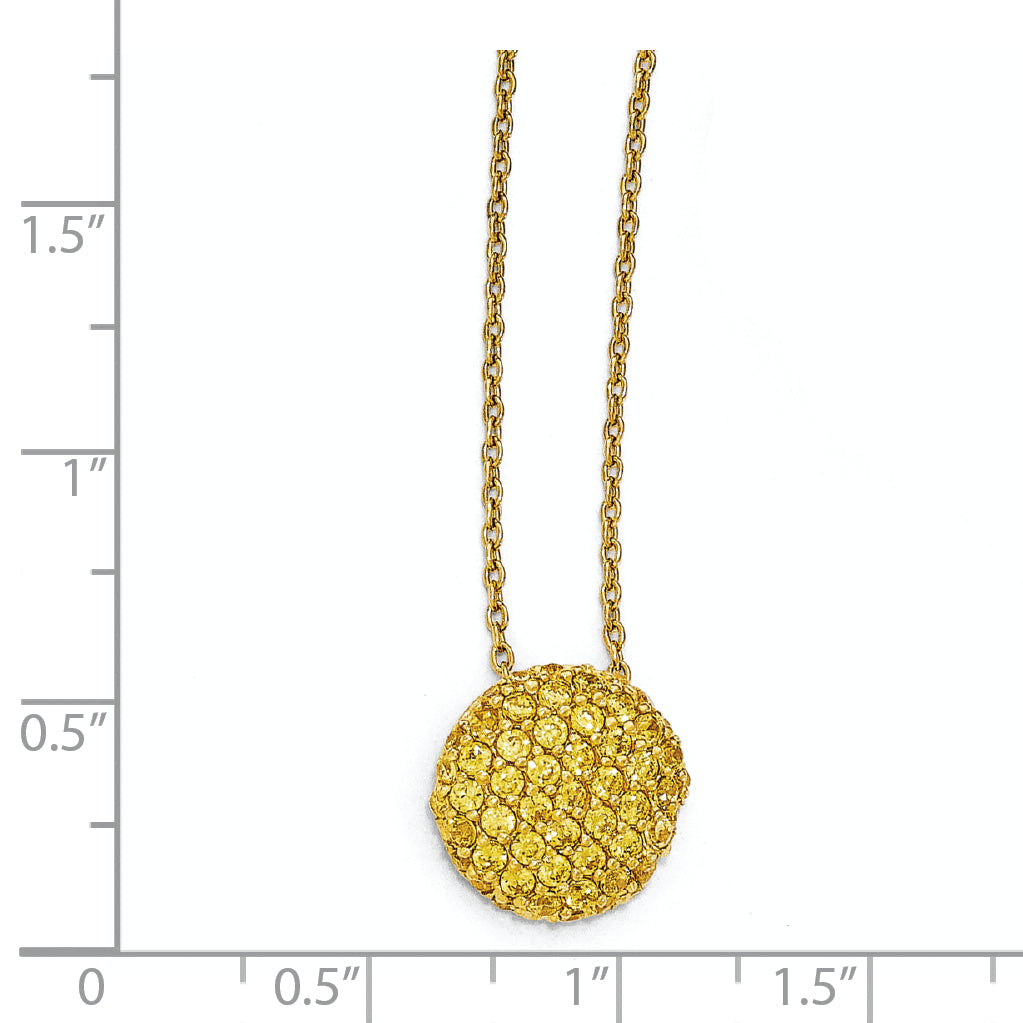 Cheryl M Sterling Silver Gold-plated Yellow CZ Circle 18in. Necklace