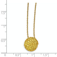 Cheryl M Sterling Silver Gold-plated Yellow CZ Circle 18in. Necklace