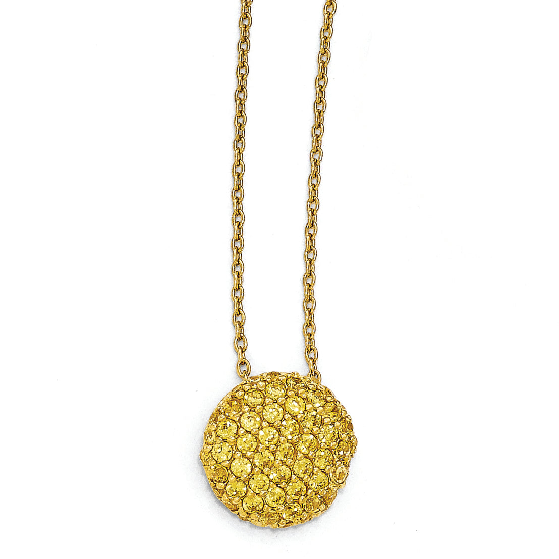 Cheryl M Sterling Silver Gold-plated Yellow CZ Circle 18in. Necklace Main image