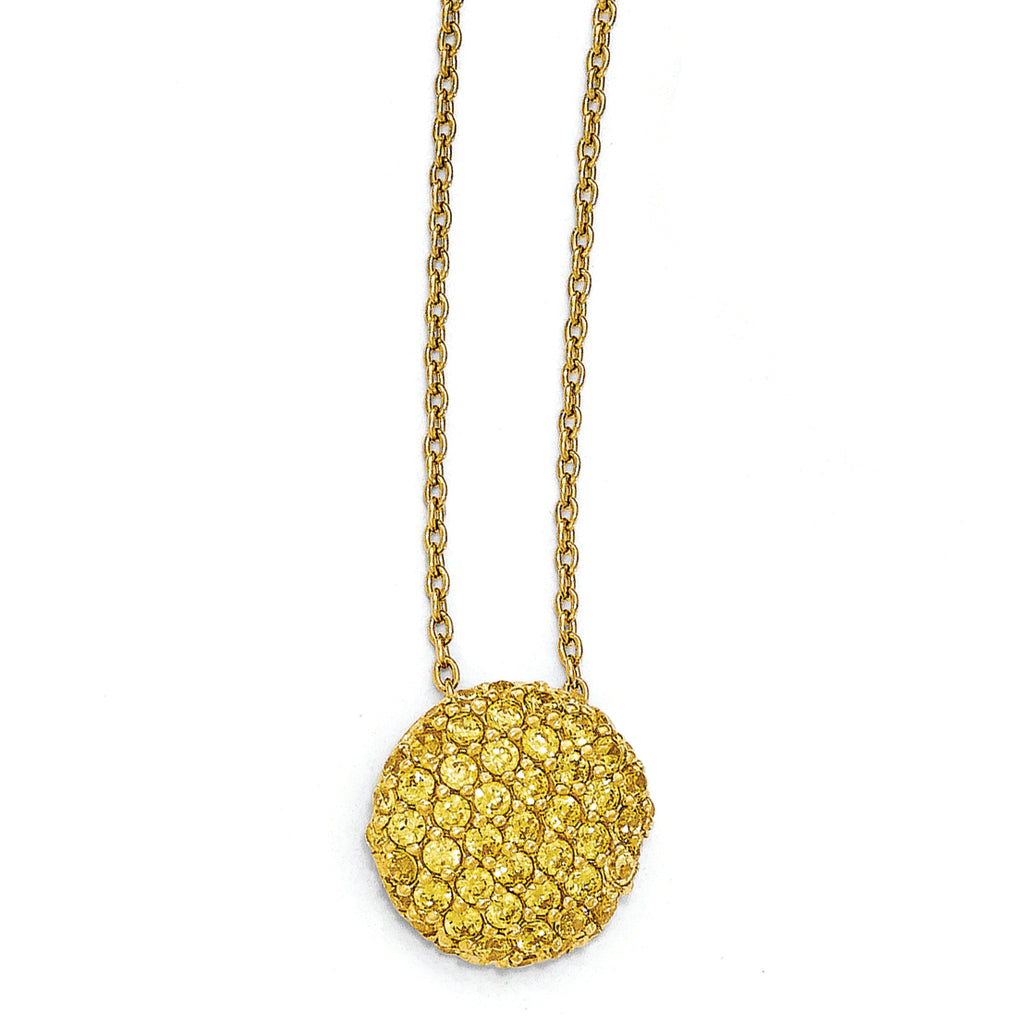 Cheryl M Sterling Silver Gold-plated Yellow CZ Circle 18in. Necklace