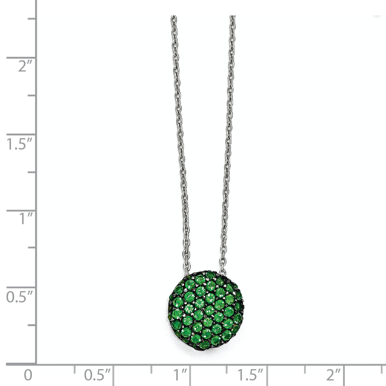 Cheryl M Sterling Silver w/ Black Rhodium Glass Sim. Emerald Necklace Secondary image