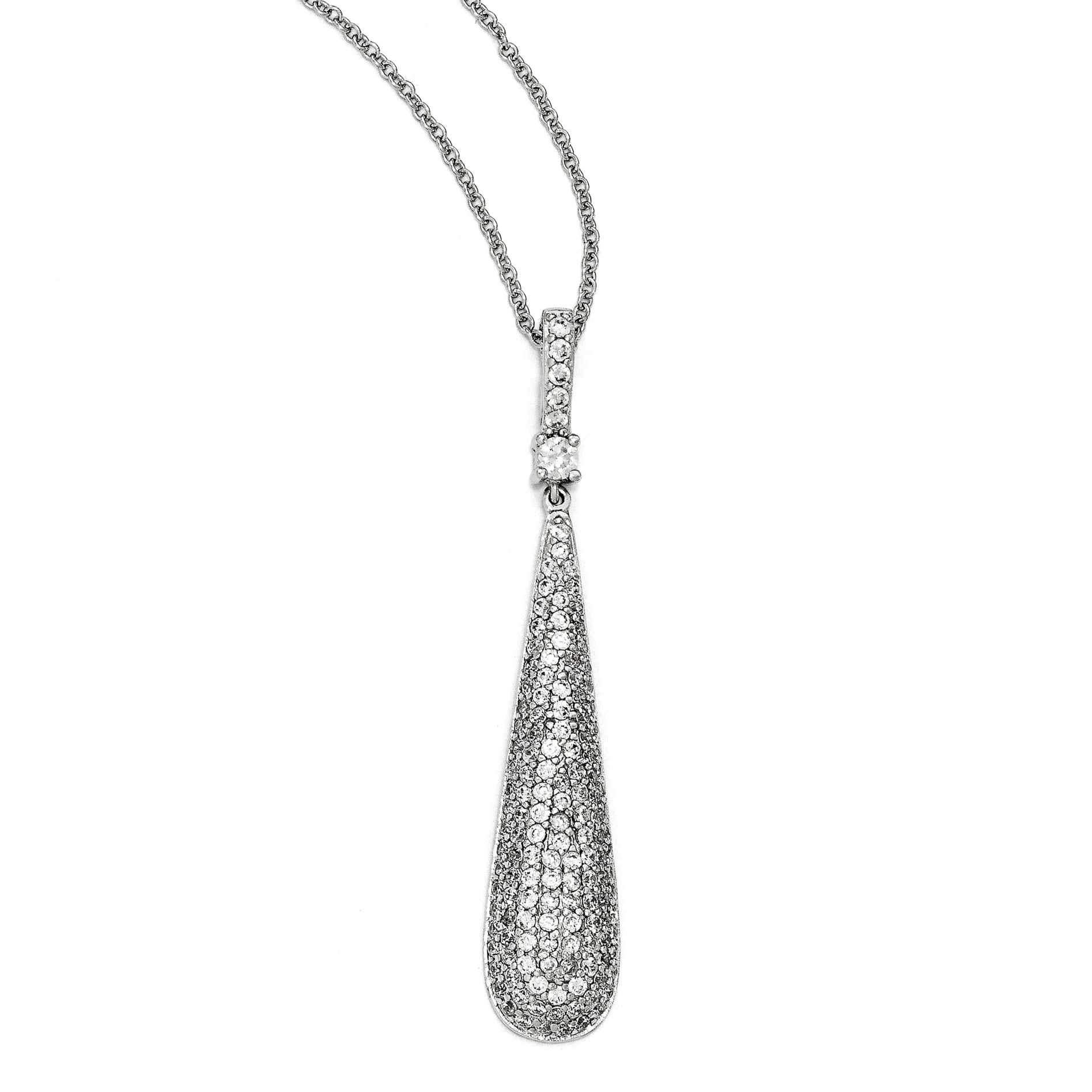 Cheryl M Sterling Silver CZ Dangle 18in Necklace Main image