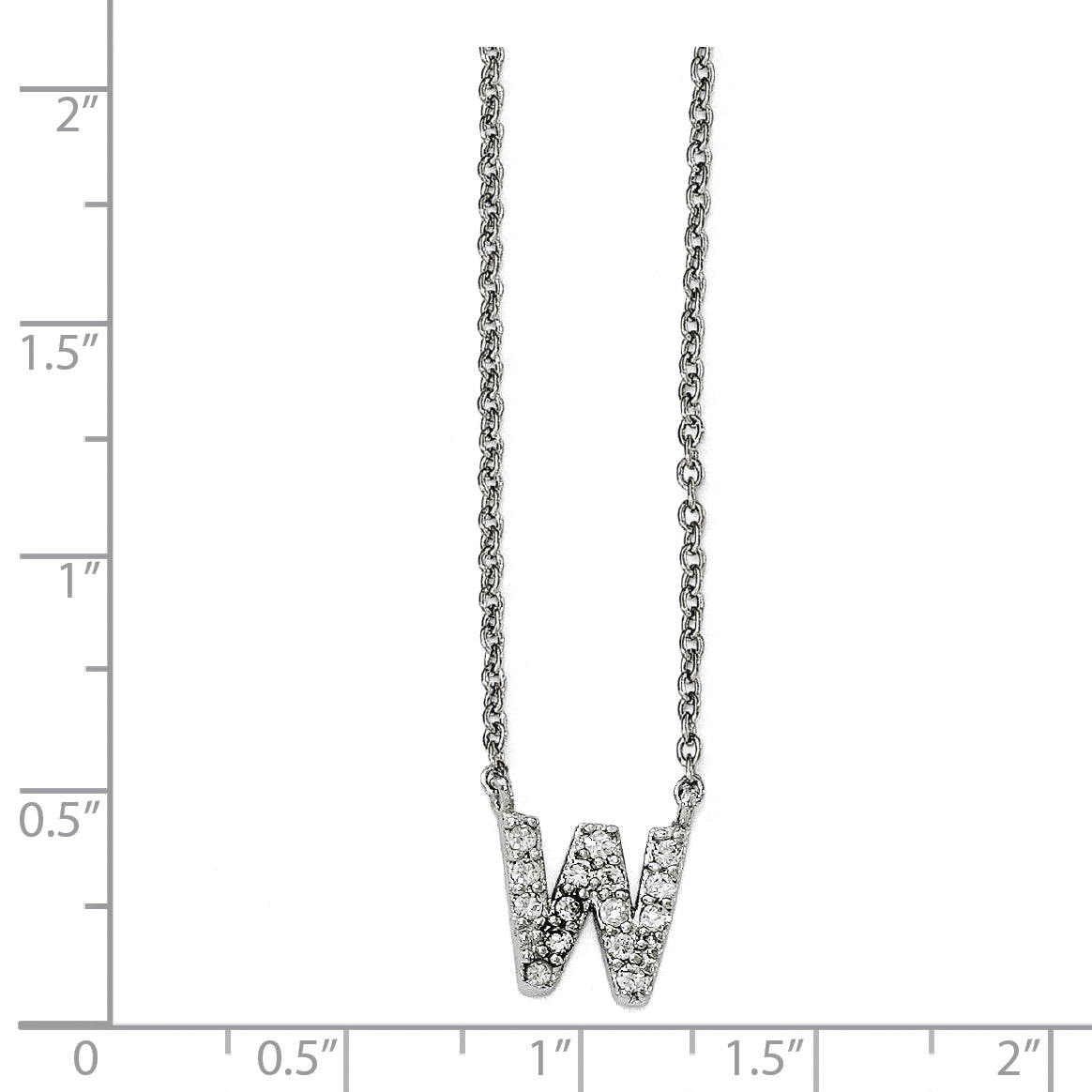 Cheryl 925 Sterling Silver CZ Initial W Necklace Elegant 18in Design