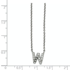 Cheryl 925 Sterling Silver CZ Initial W Necklace Elegant 18in Design