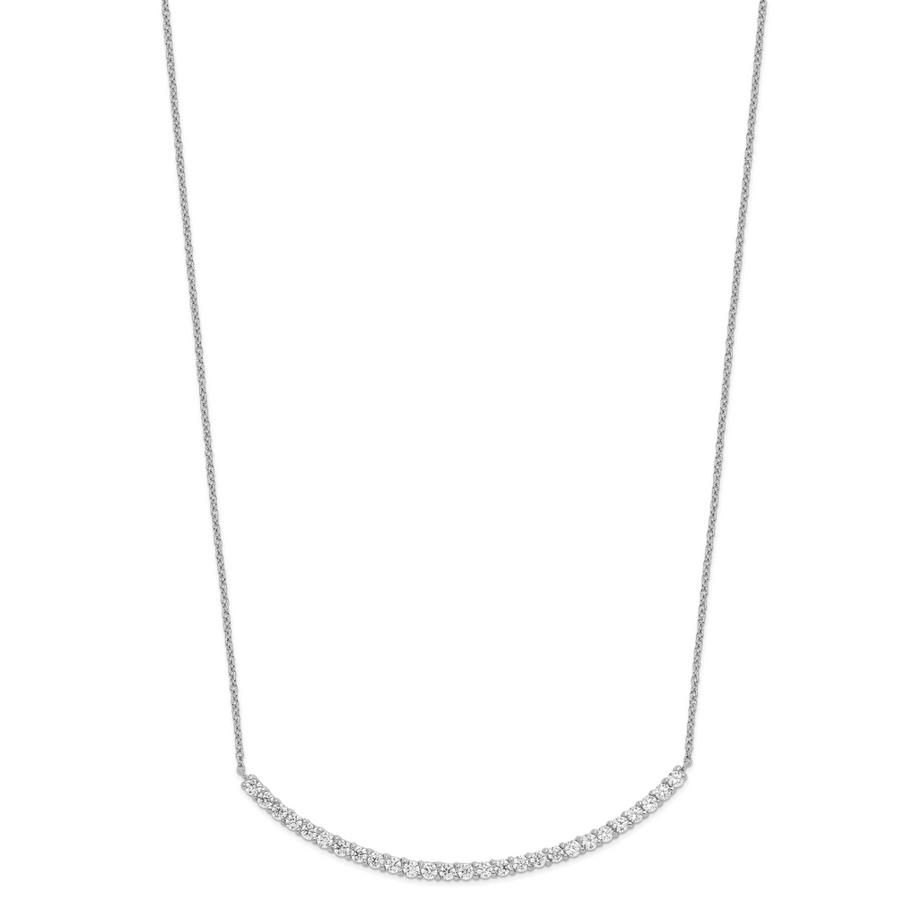 Cheryl M Sterling Silver Rhodium-plated Brilliant-cut CZ Curved Bar 18 Inch Necklace