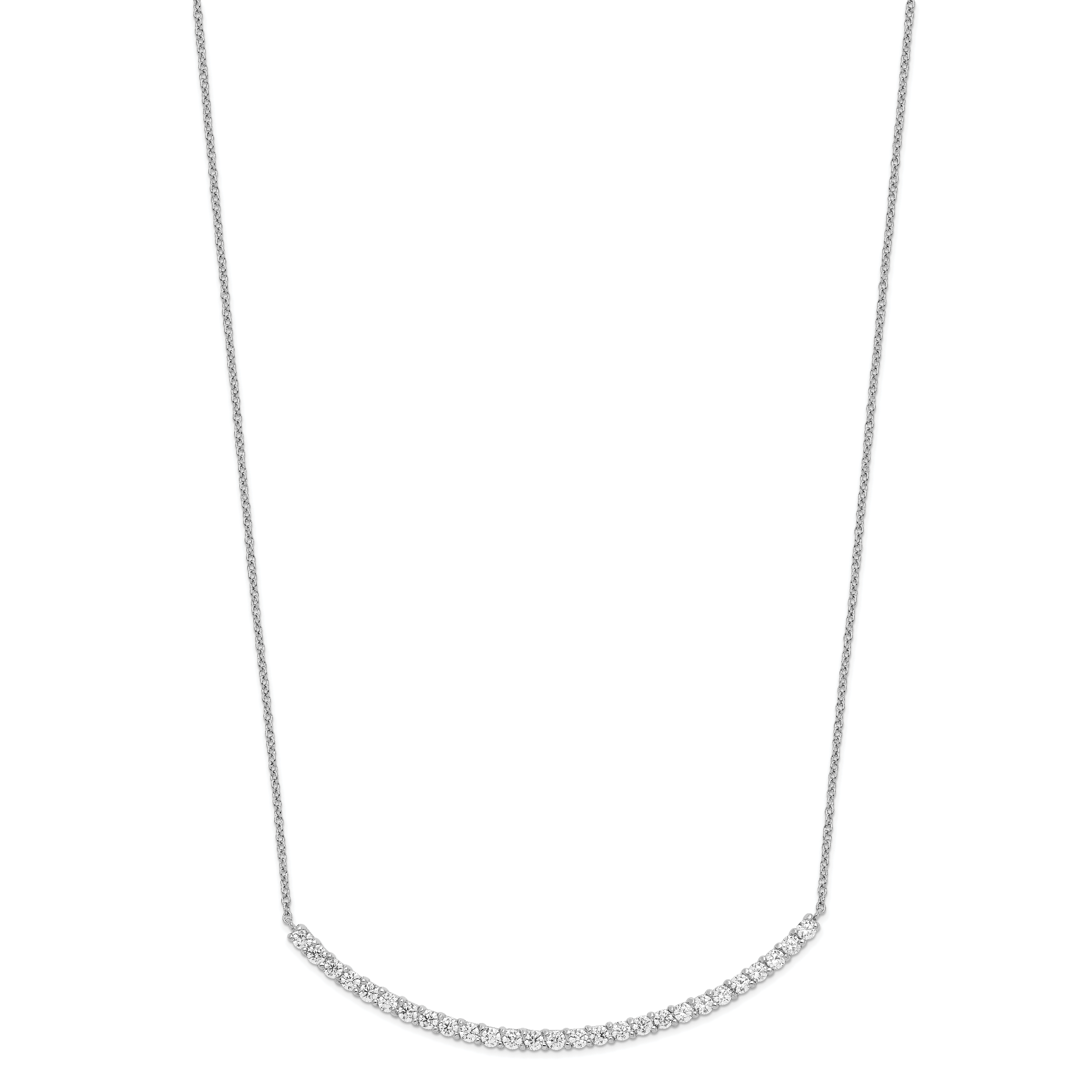 Cheryl M Sterling Silver Rhodium-plated Brilliant-cut CZ Curved Bar 18 Inch Necklace