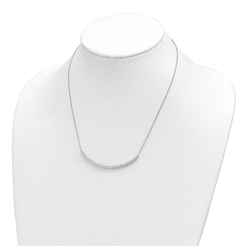 Cheryl M Sterling Silver Rhodium-plated Brilliant-cut CZ Curved Bar 18 Inch Necklace